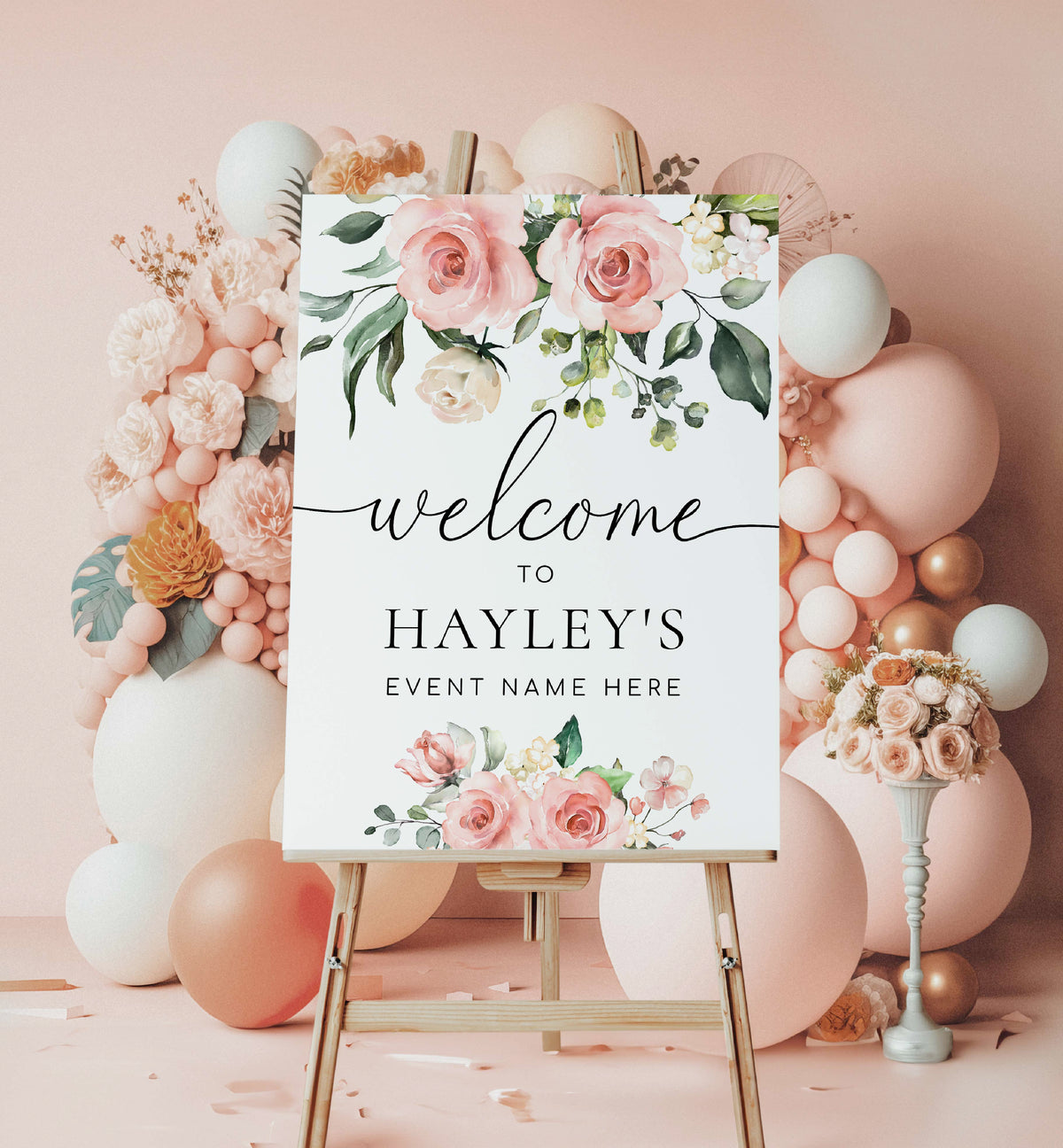 Darcy Floral Pink Printable Welcome Sign – Black Bow Studio