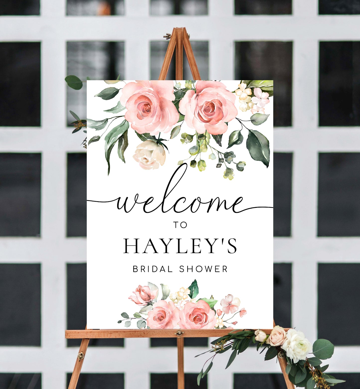  Printable Bridal Shower Welcome Sign, Blush Floral Baby Shower Welcome Sign, Wedding Welcome Sign, Darcy Floral Pink