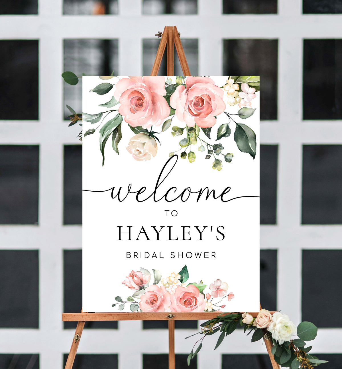 Darcy Floral Pink Printable Welcome Sign – Black Bow Studio