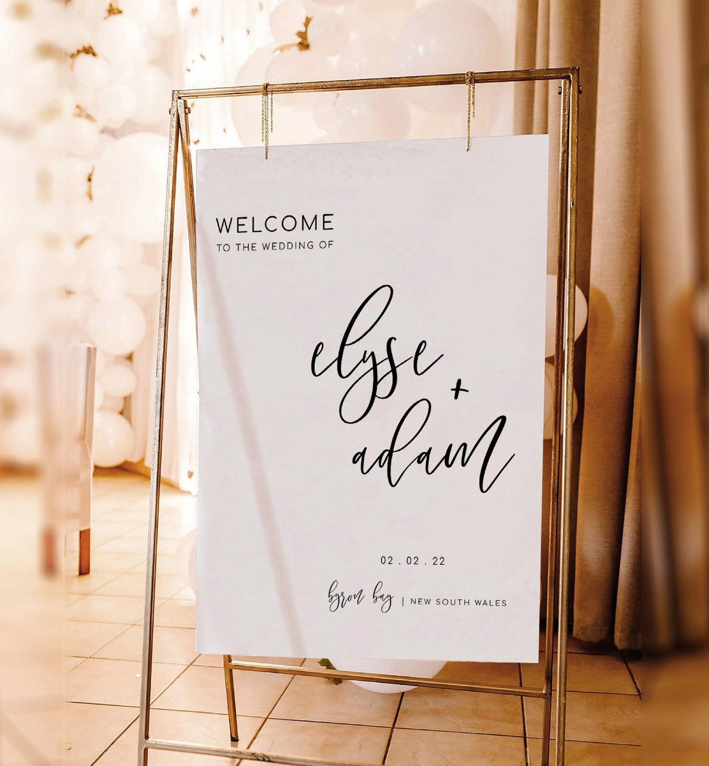 Modern Minimalist Wedding Welcome Sign Template, Printable Editable Wedding Welcome Sign, Wedding Reception Signage, Lucas Script