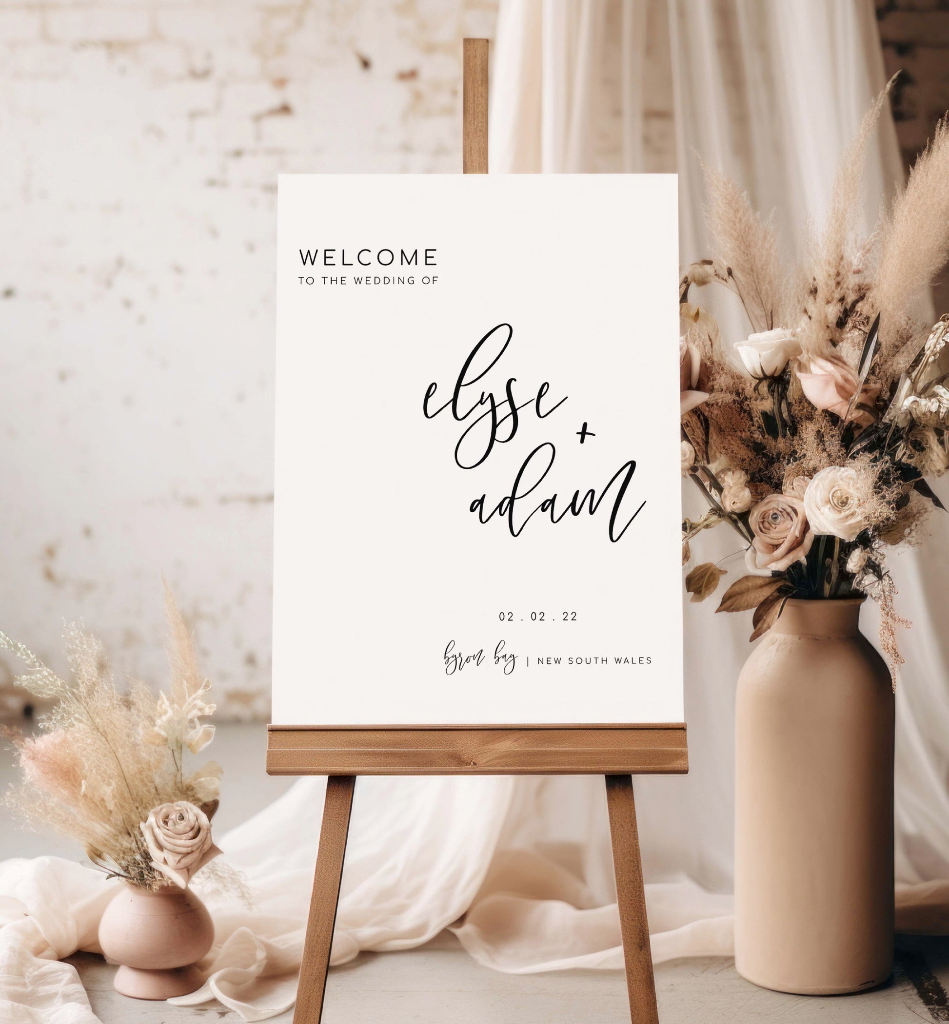 Modern Minimalist Wedding Welcome Sign Template, Printable Editable Wedding Welcome Sign, Wedding Reception Signage, Lucas Script