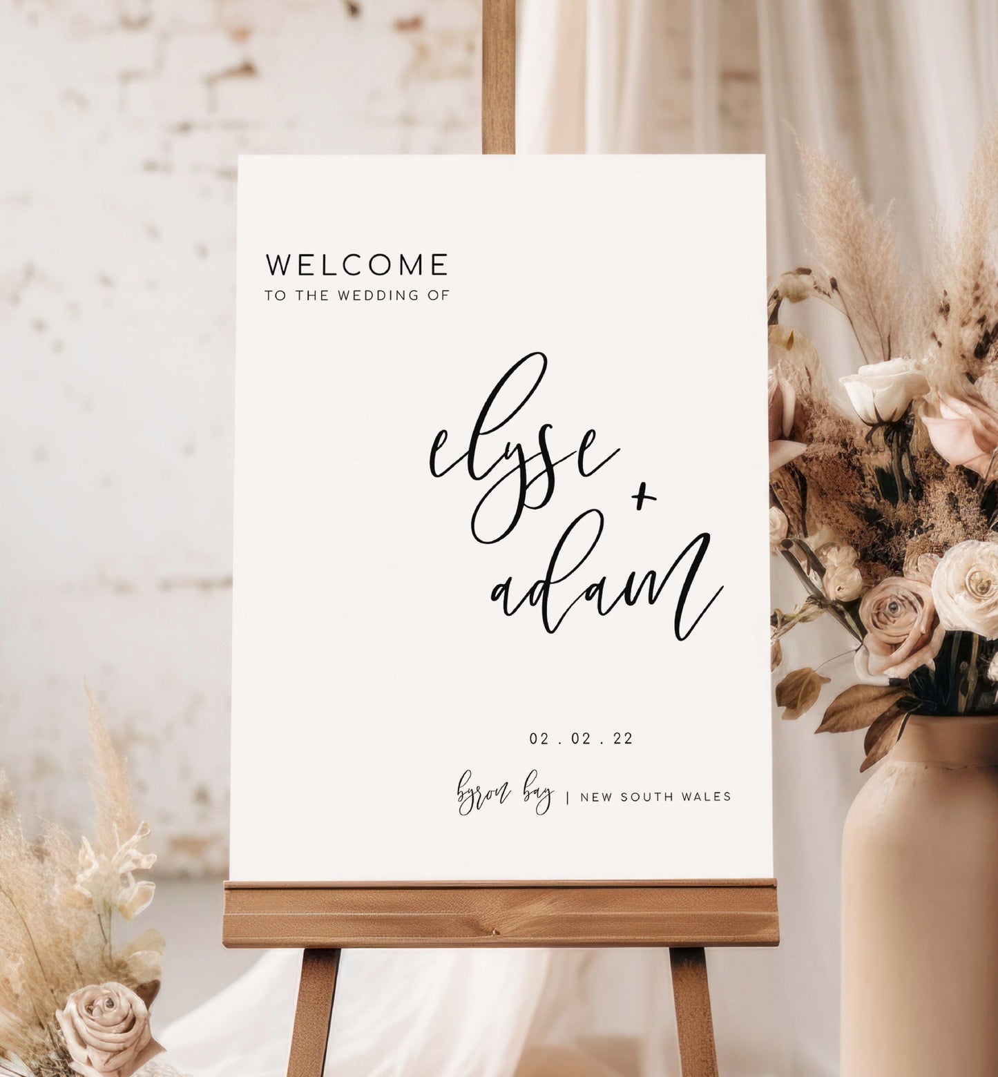 Modern Minimalist Wedding Welcome Sign Template, Printable Editable Wedding Welcome Sign, Wedding Reception Signage, Lucas Script