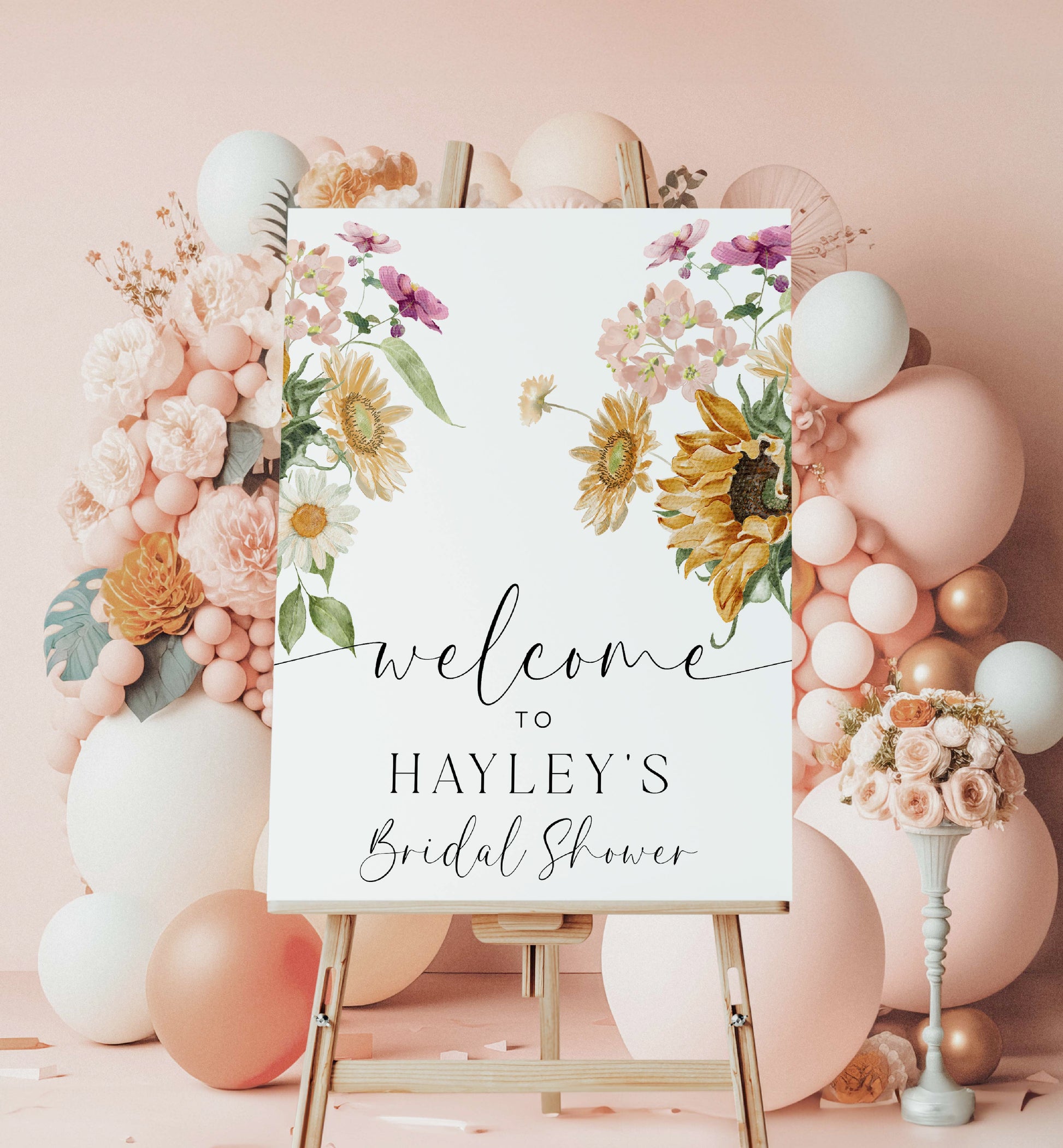 Sunflower Floral Welcome Sign, Printable Autumn Floral Bridal Shower Welcome Sign, Fall Baby Shower Welcome Sign, Fall Wedding Welcome, Mews