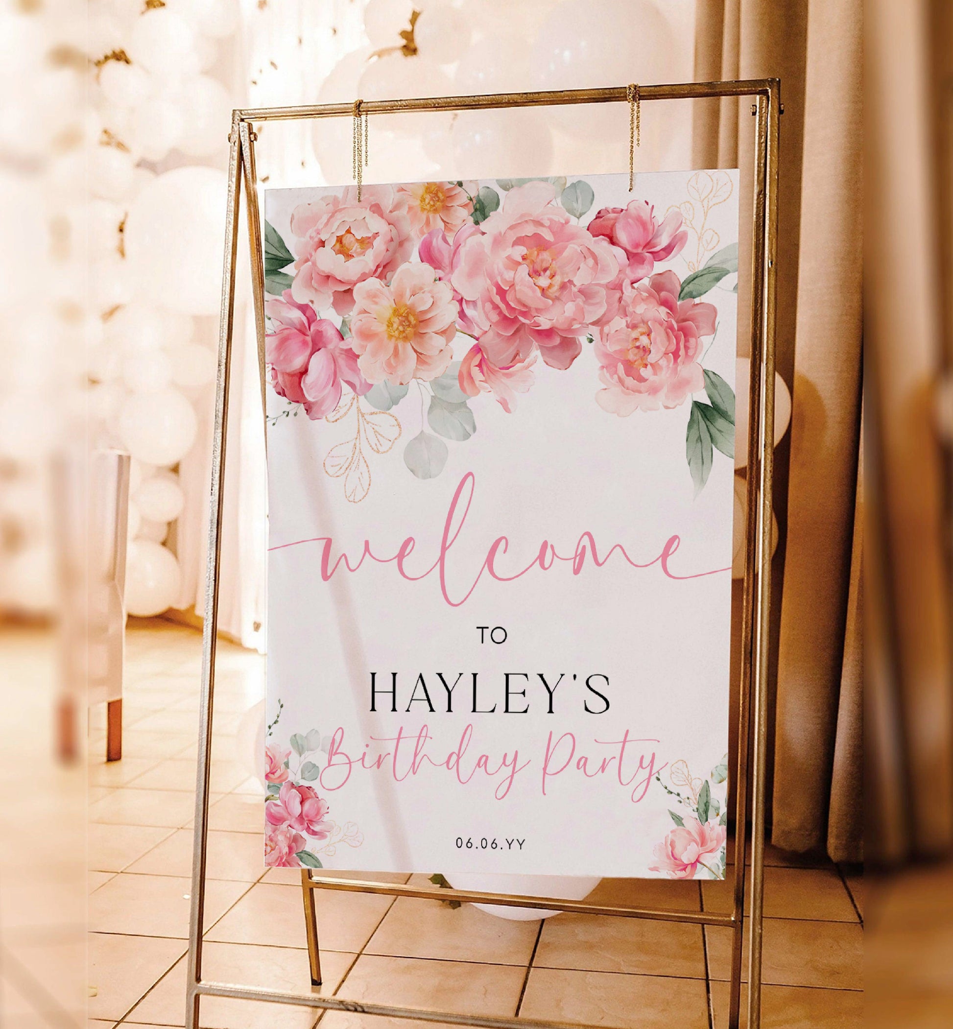 Hot Pink Peony Welcome Sign, Printable Baby Shower Welcome Sign, Spring Floral Bridal Shower Welcome Sign, Birthday Welcome Sign, Piper