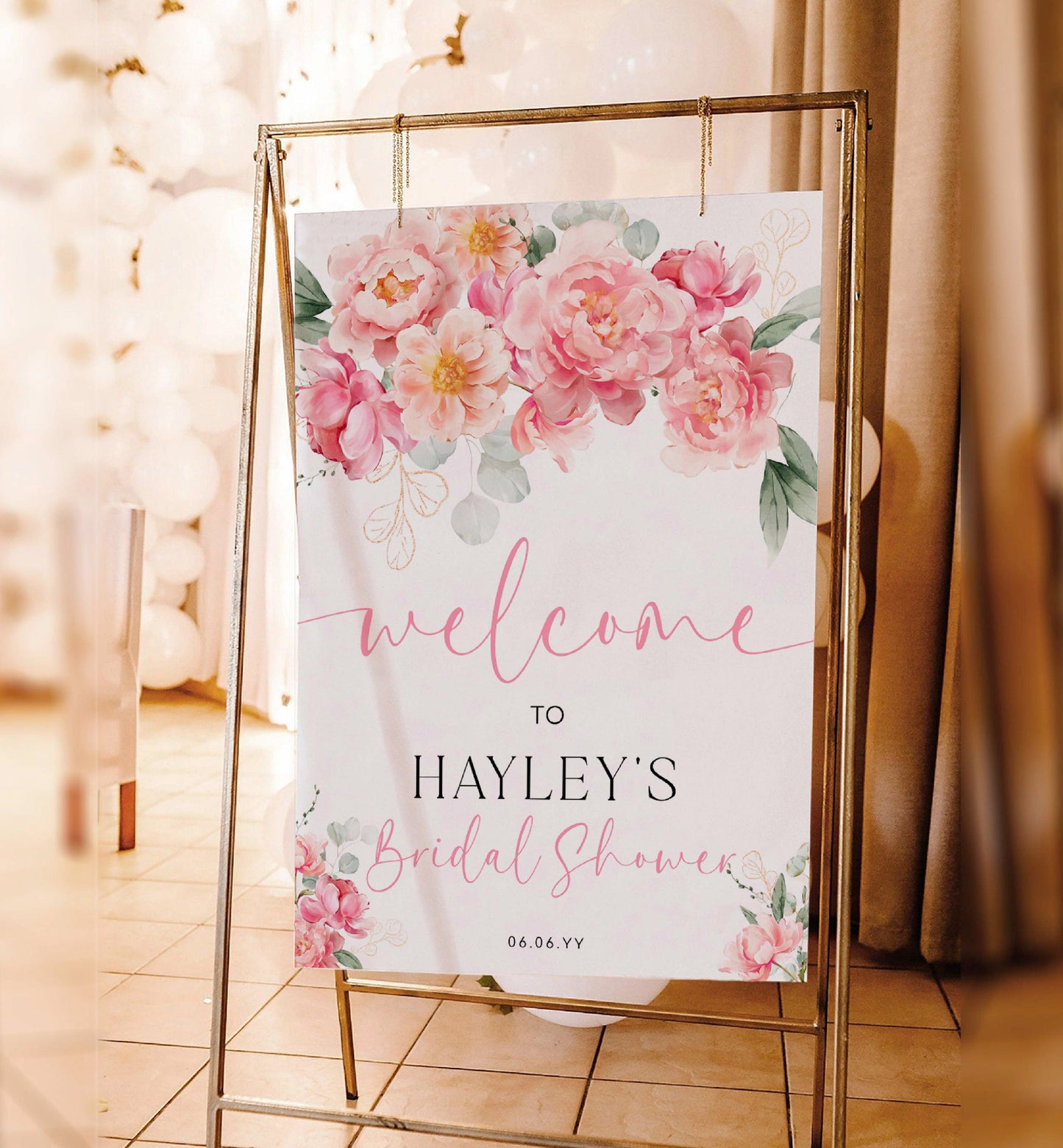 Hot Pink Peony Welcome Sign, Printable Baby Shower Welcome Sign, Spring Floral Bridal Shower Welcome Sign, Birthday Welcome Sign, Piper