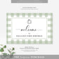 Gingham Sage Green Pumpkin | Printable Welcome Sign Template