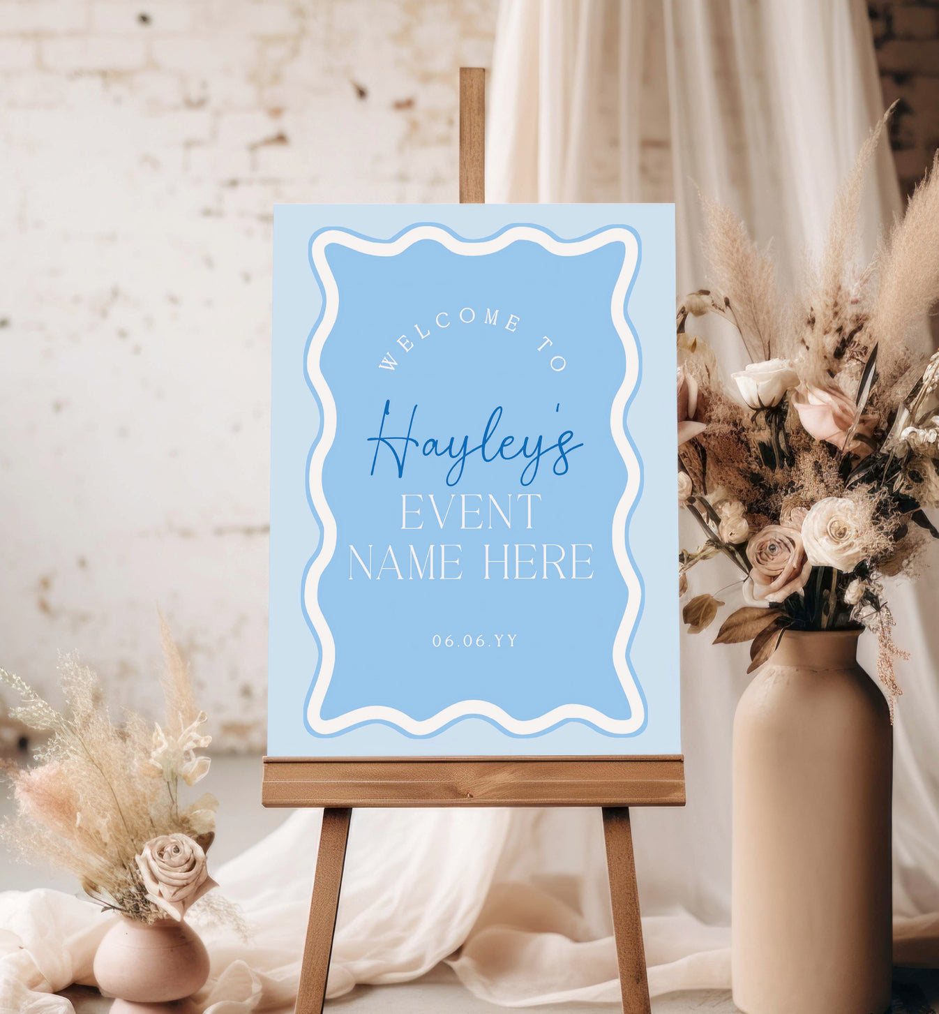 Wave Blue | Printable Welcome Sign Template – Black Bow Studio