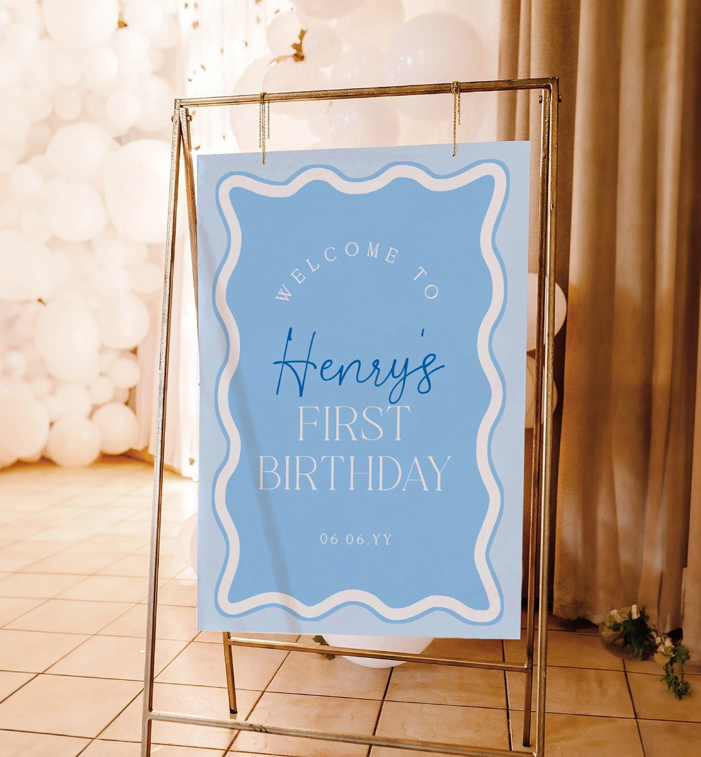 Wave Blue | Printable Welcome Sign Template – Black Bow Studio