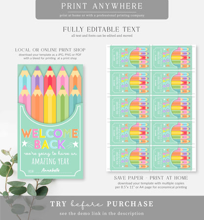 Pencil | Printable Welcome Back Favour Tag Template