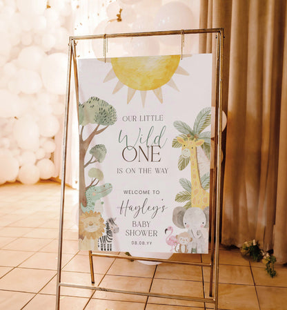 Wild One Baby Shower Welcome Sign, Printable Safari Boy Baby Shower Welcome Sign, Zoo Animal Welcome Sign, Jungle Animals Baby Shower, Nyala