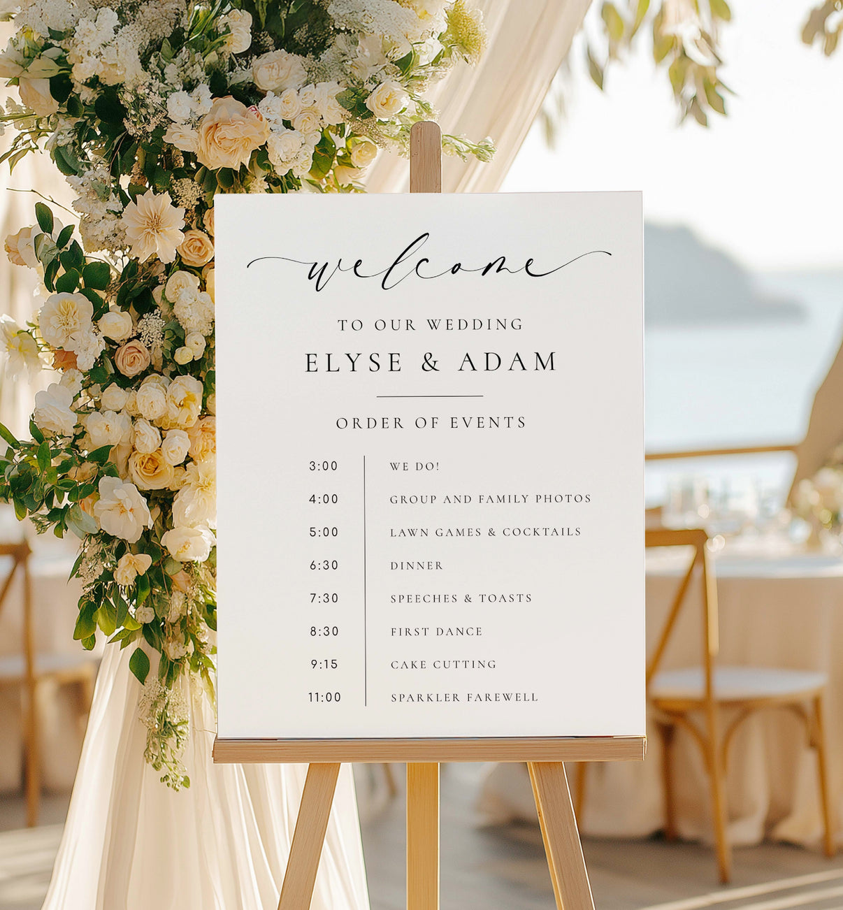 Ellesmere White | Printable Order Of Events Welcome Sign Template ...