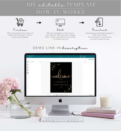 Paintly Black Gold | Printable Welcome Sign