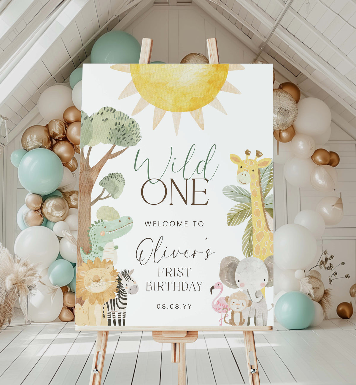 Nyala Safari | Printable Wild One Welcome Sign Template – Black Bow Studio