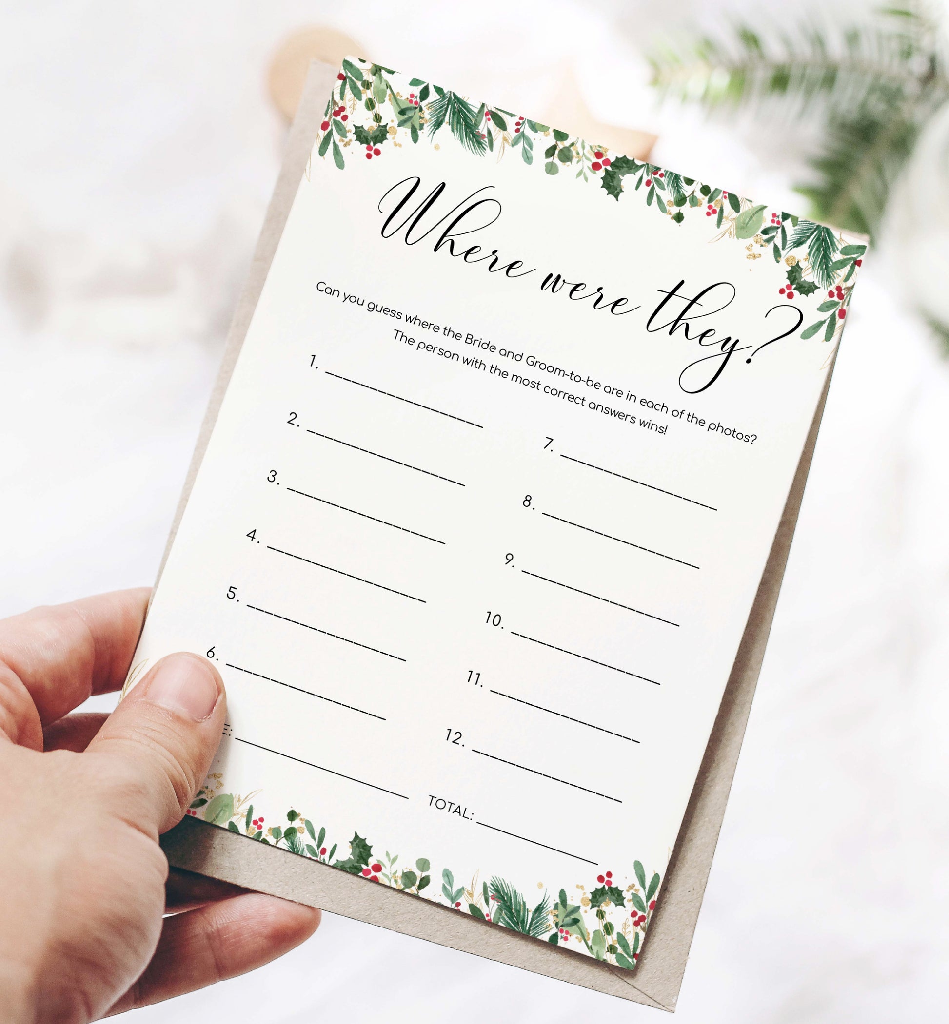 Where Were They Photo Game Poster, Printable Holiday Destination Photo Guessing Game, Christmas Bridal Shower Game, Couples Shower Game, Merriment