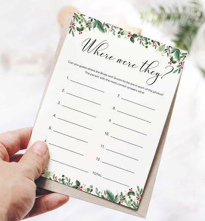 Where Were They Photo Game Poster, Printable Holiday Destination Photo Guessing Game, Christmas Bridal Shower Game, Couples Shower Game, Merriment