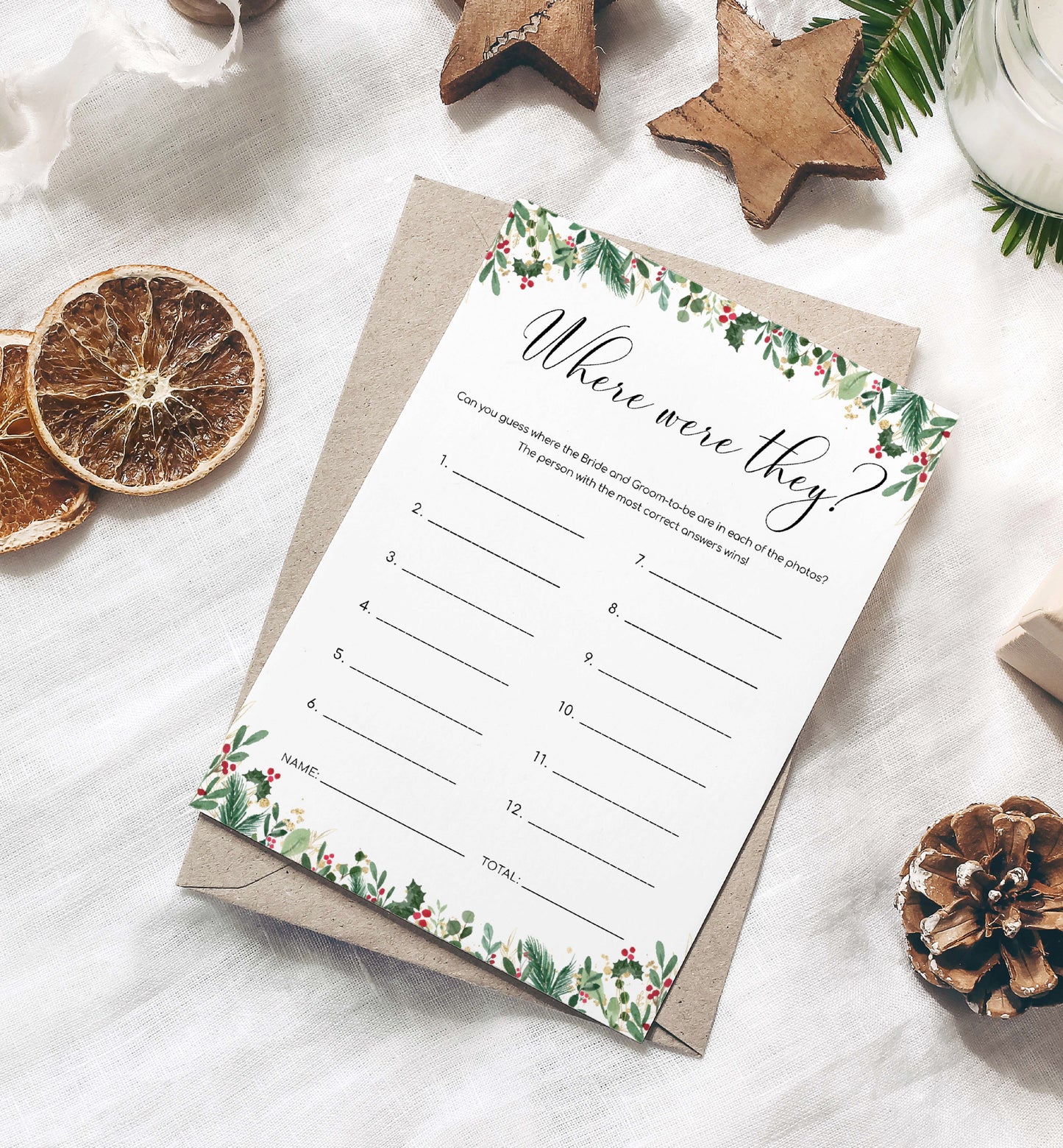 Where Were They Photo Game Poster, Printable Holiday Destination Photo Guessing Game, Christmas Bridal Shower Game, Couples Shower Game, Merriment