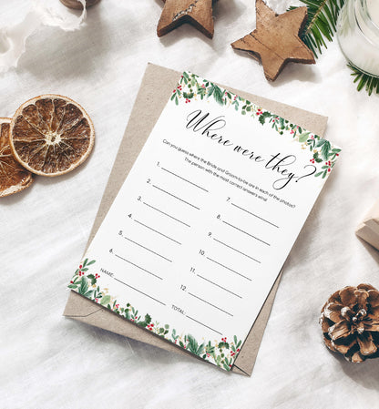 Where Were They Photo Game Poster, Printable Holiday Destination Photo Guessing Game, Christmas Bridal Shower Game, Couples Shower Game, Merriment