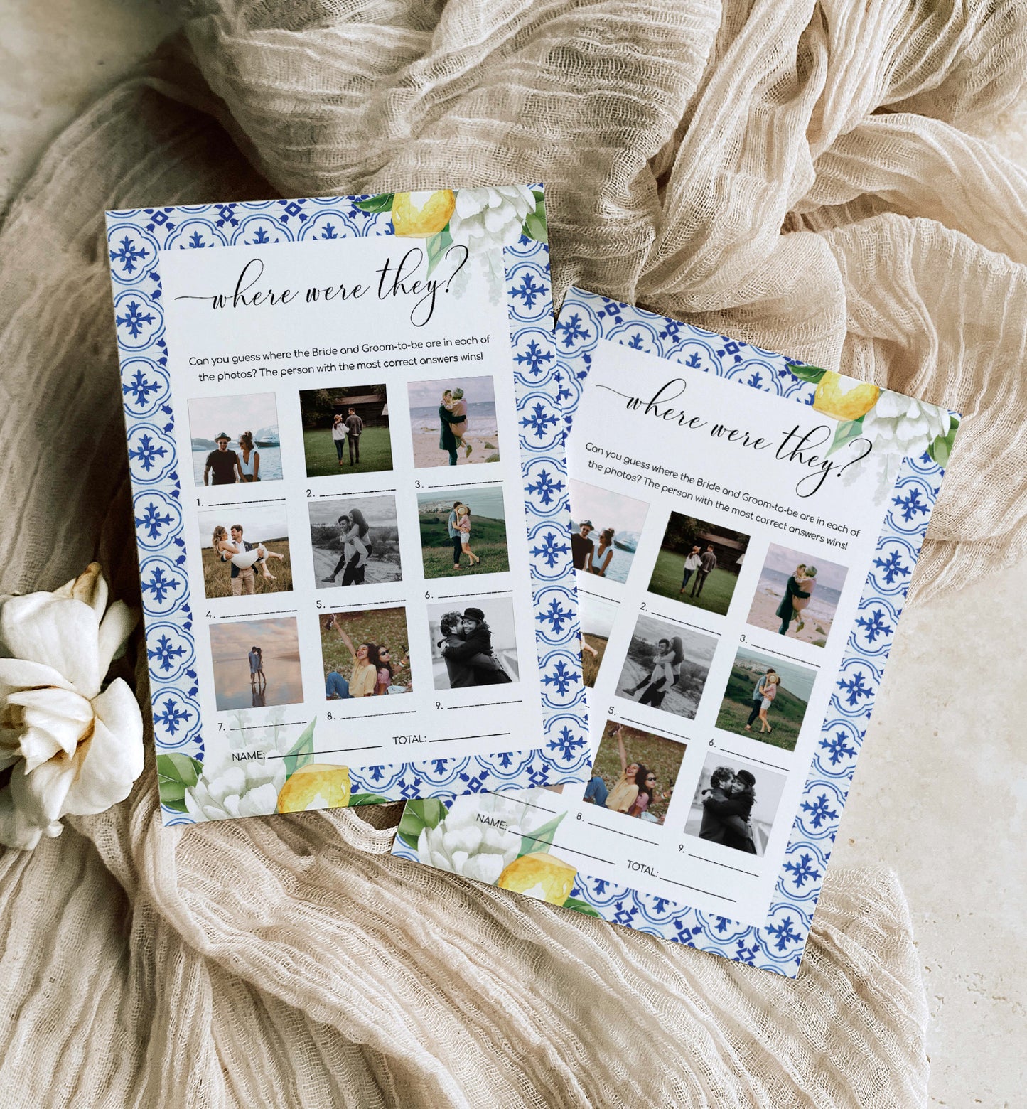 The Med Lemons | Printable Where Were They Photo Bridal Shower Game Template