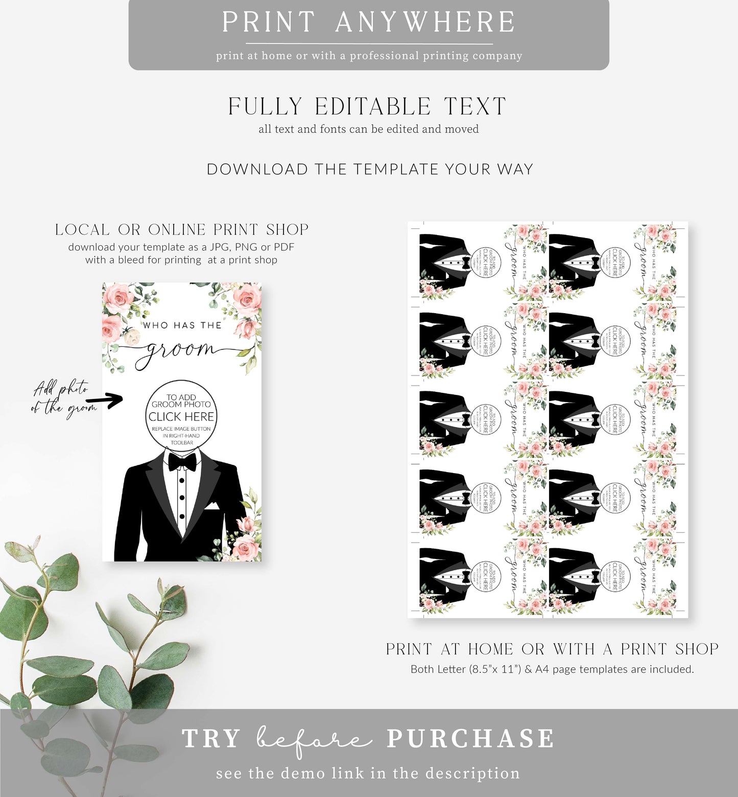 Darcy Pink | Printable Who Has The Groom Game Template