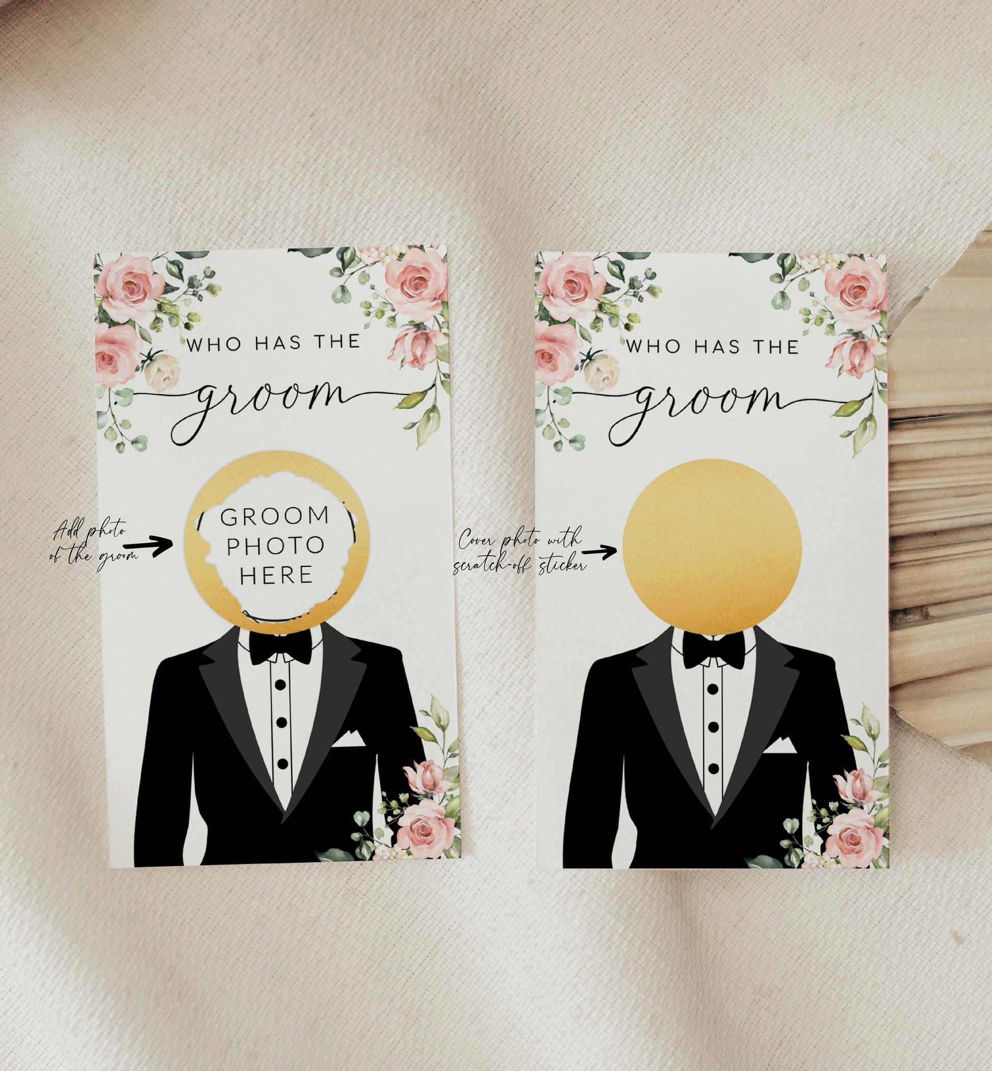 Celebrity Who Has The Groom Printable Bridal Shower Game, Scratch-off Find The Groom Game, Blush Floral Bridal Shower, Couples Shower, Darcy