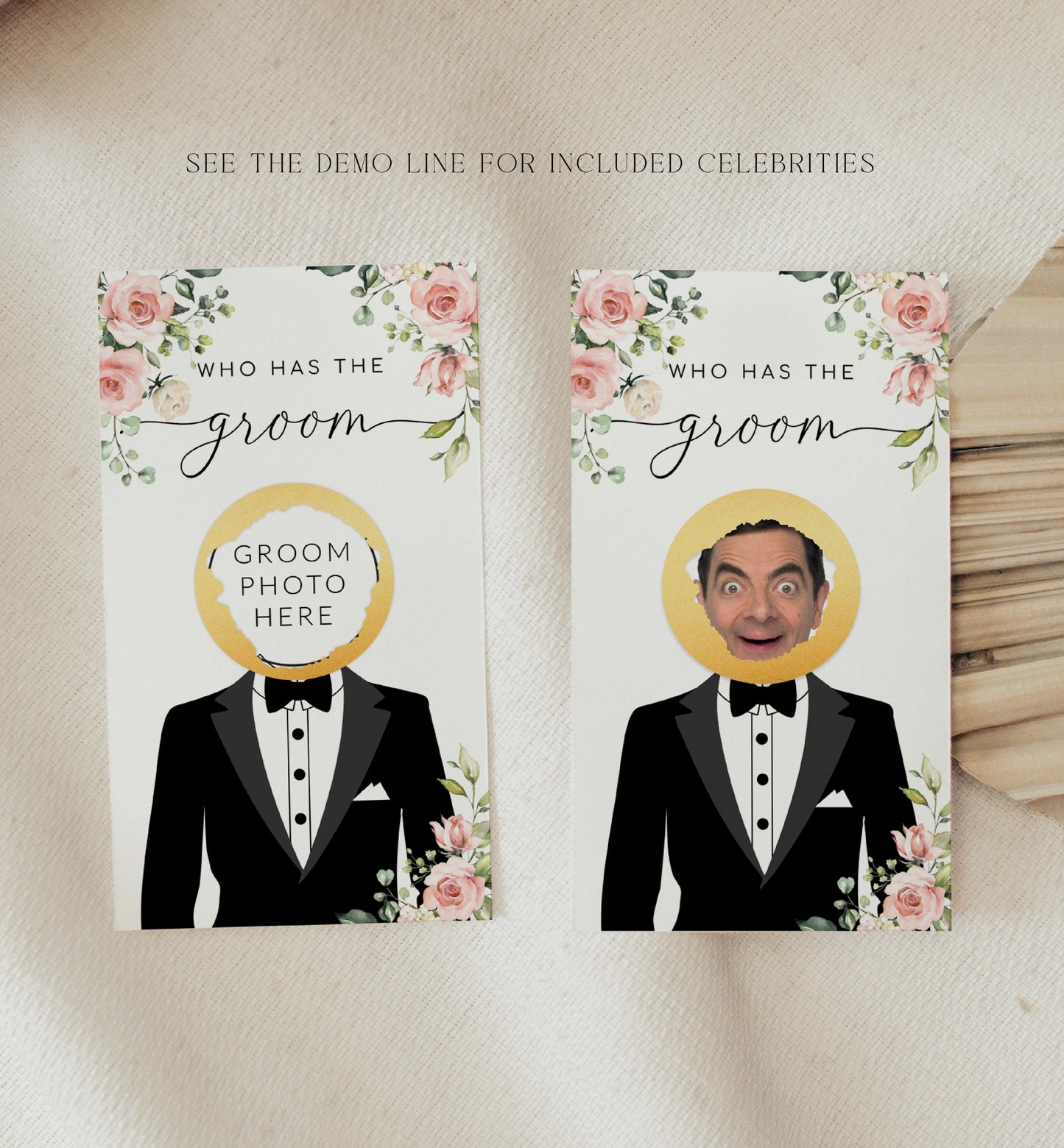 Celebrity Who Has The Groom Printable Bridal Shower Game, Scratch-off Find The Groom Game, Blush Floral Bridal Shower, Couples Shower, Darcy