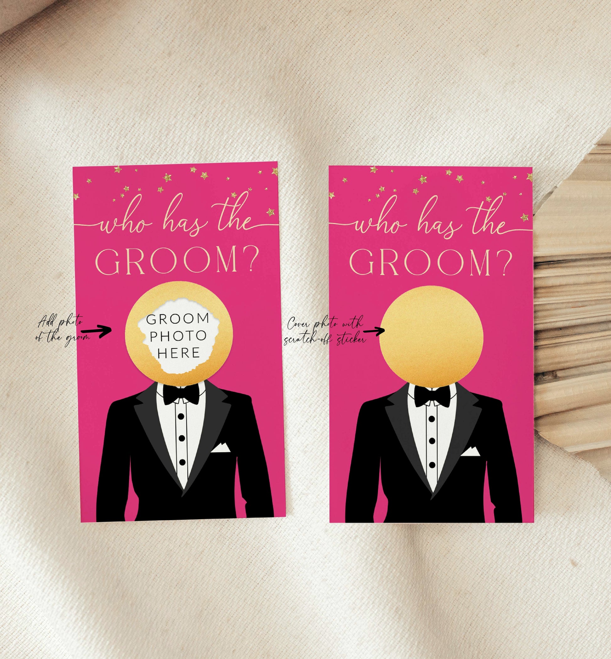 Celebrity Who Has The Groom Printable Bridal Shower Game, Scratch-off Find The Groom Game, Hot Pink Bridal Shower, Couples Shower, Paintly