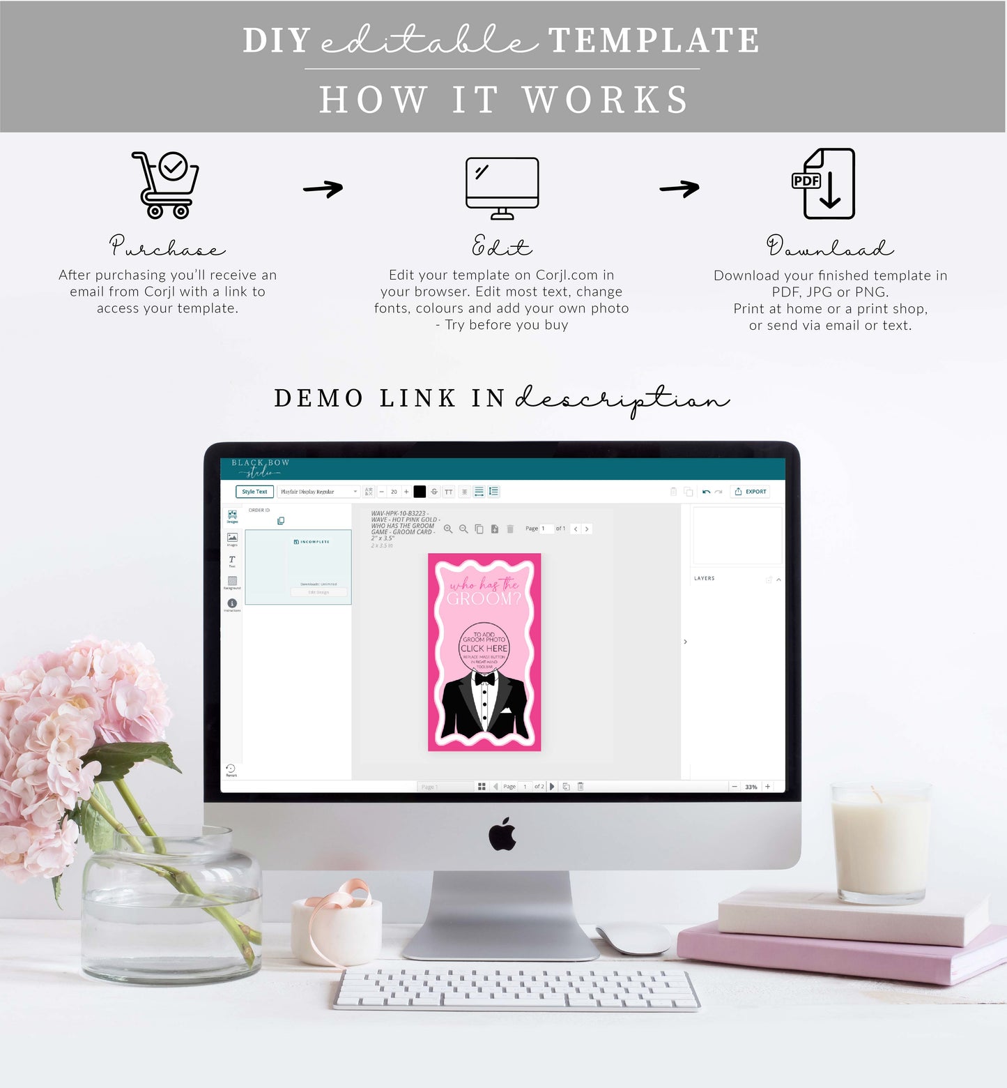 Wave Hot Pink | Printable Who Has The Groom Game Template