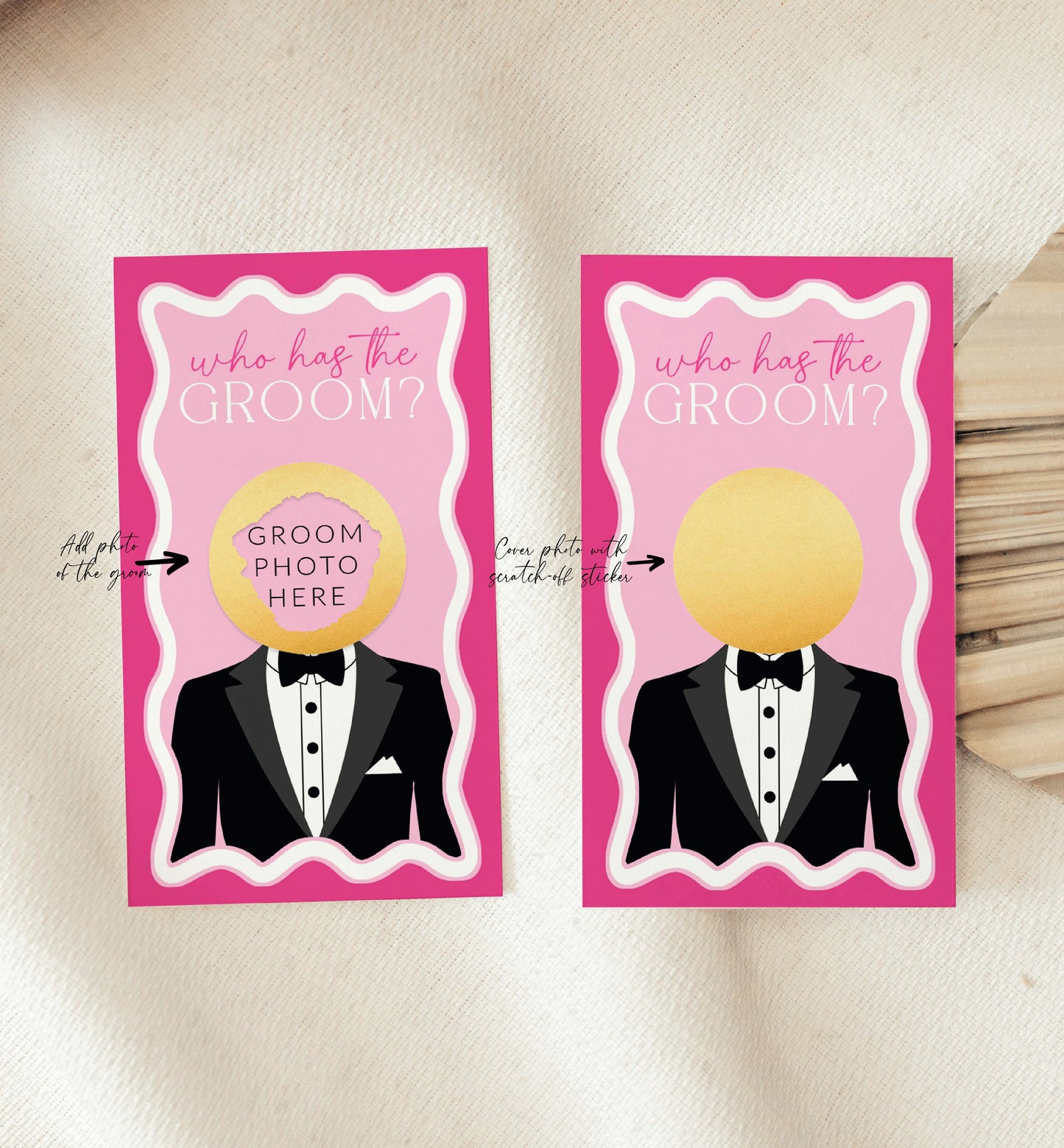 Celebrity Who Has The Groom Printable Bridal Shower Game, Scratch-off Find The Groom Game, Hot Pink Bridal Shower, Couples Shower, Wave