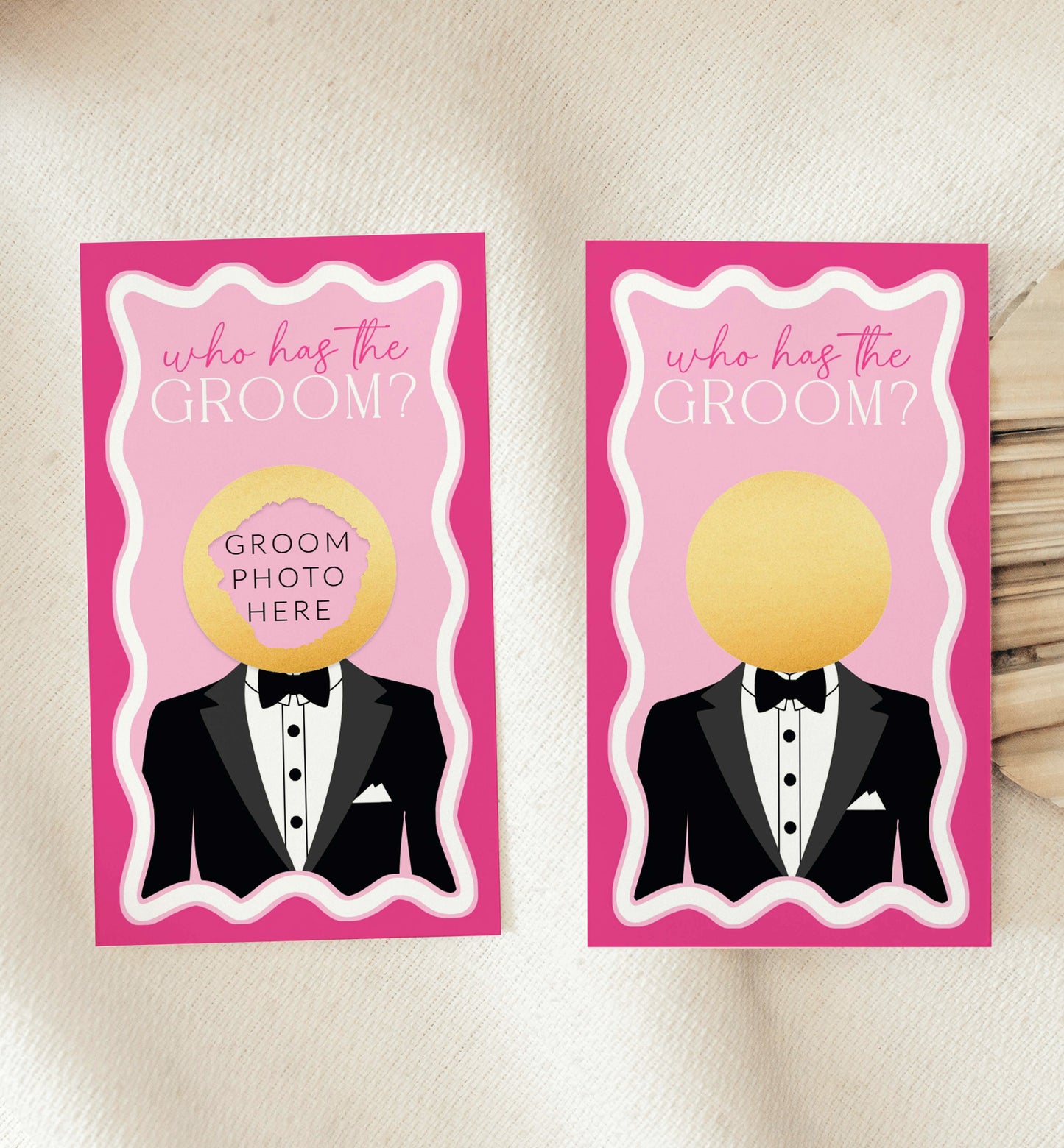 Celebrity Who Has The Groom Printable Bridal Shower Game, Scratch-off Find The Groom Game, Hot Pink Bridal Shower, Couples Shower, Wave