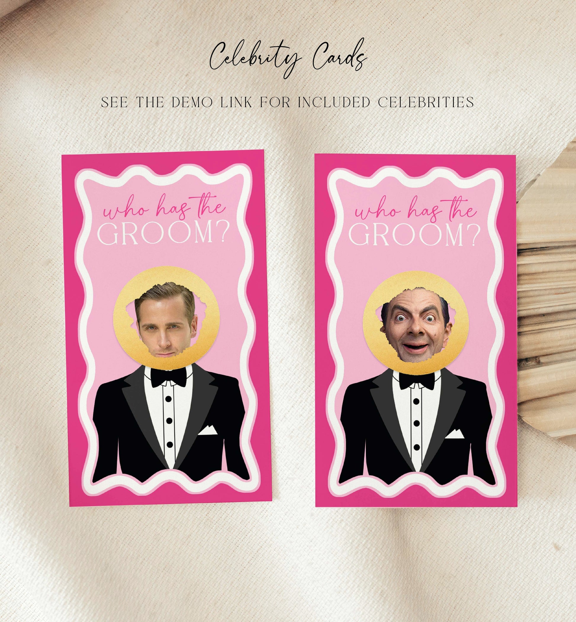 Celebrity Who Has The Groom Printable Bridal Shower Game, Scratch-off Find The Groom Game, Hot Pink Bridal Shower, Couples Shower, Wave