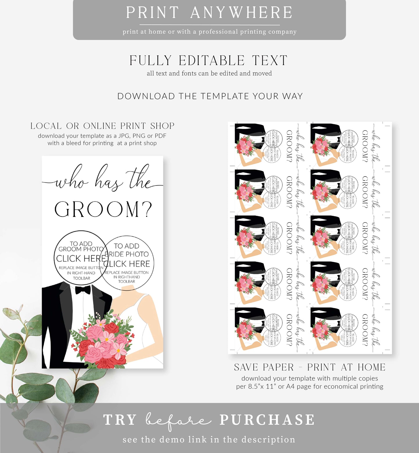 Quinn Script | Printable Who Has The Groom Game Template