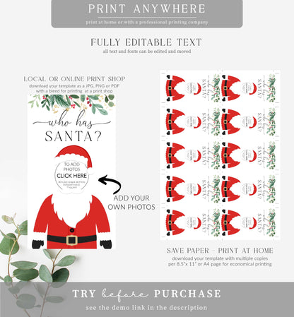 Merriment | Printable Who Has Santa Game Template