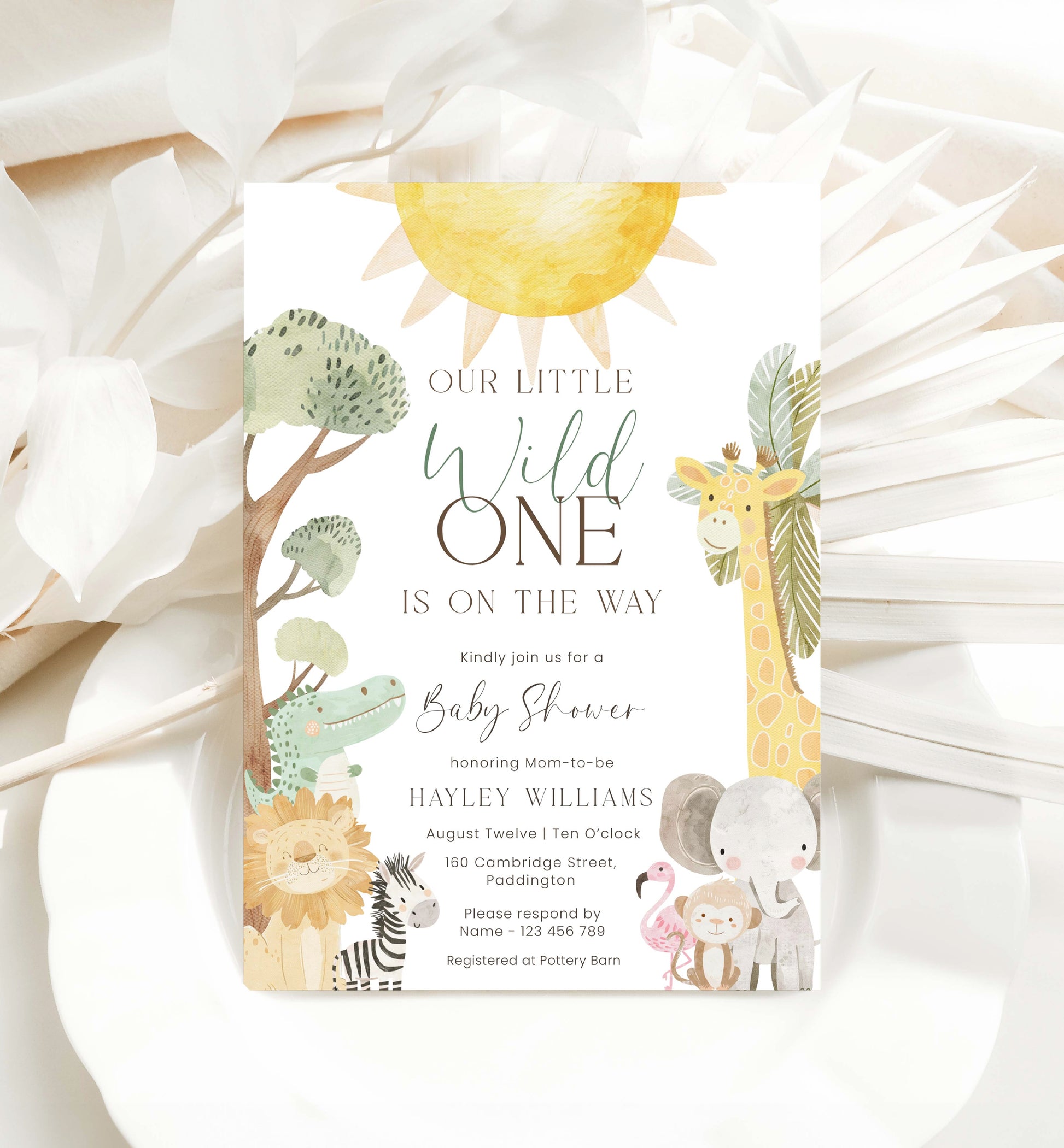 Nyala Safari Printable Baby Shower Invitation Template – Black