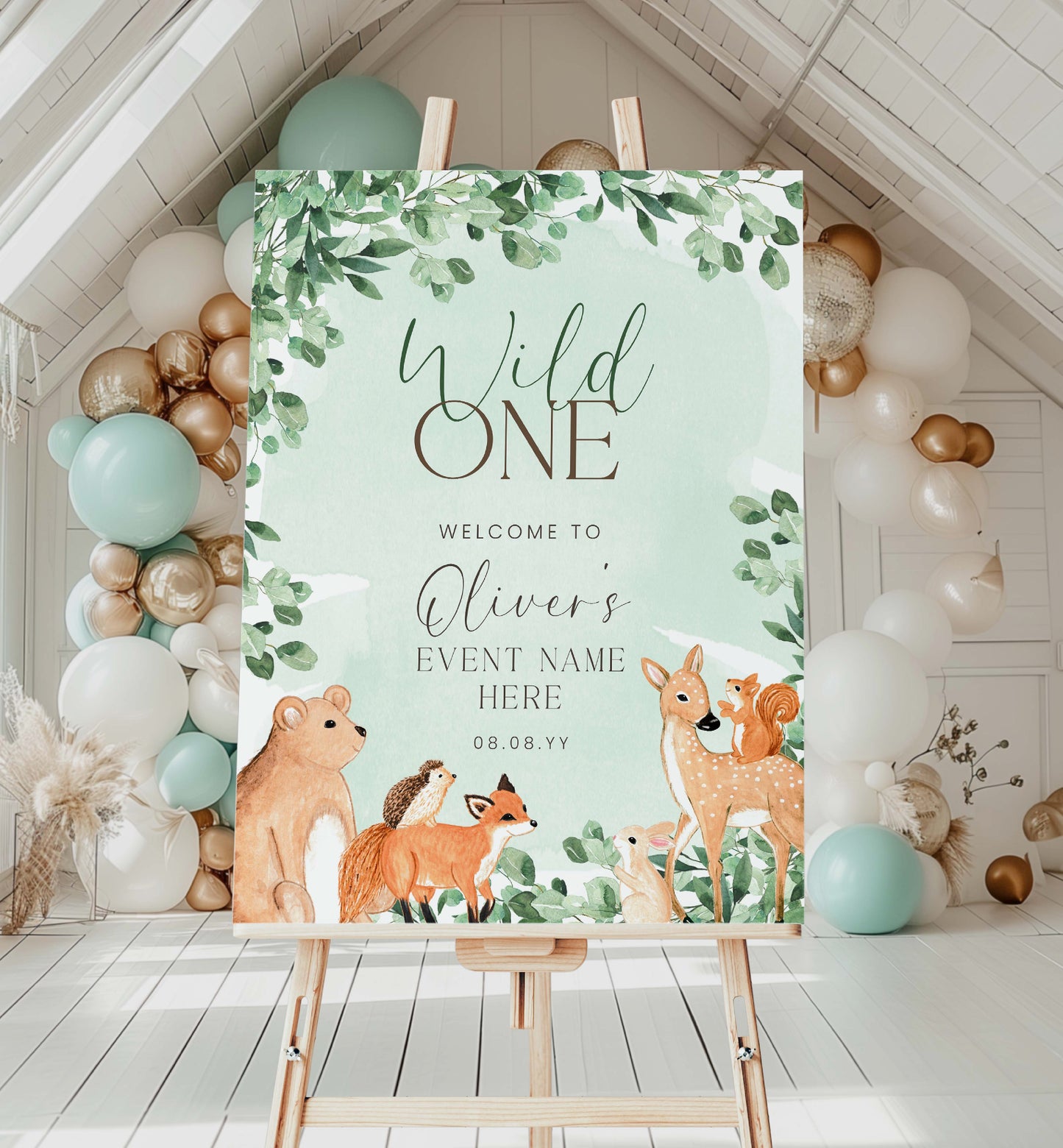 Woodland Animals Green | Printable Welcome Sign