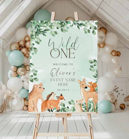 Woodland Animals Green | Printable Welcome Sign