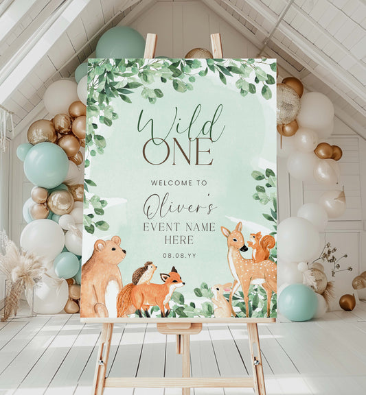 Woodland Animals Green | Printable Welcome Sign