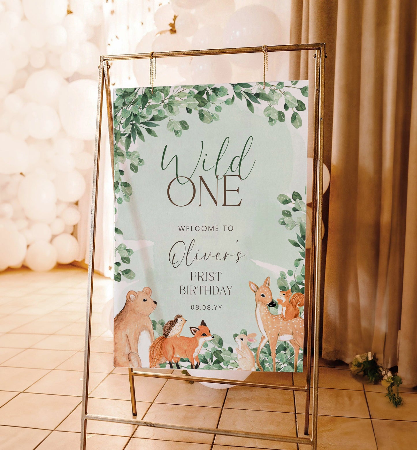 Woodland Animals Green | Printable Welcome Sign