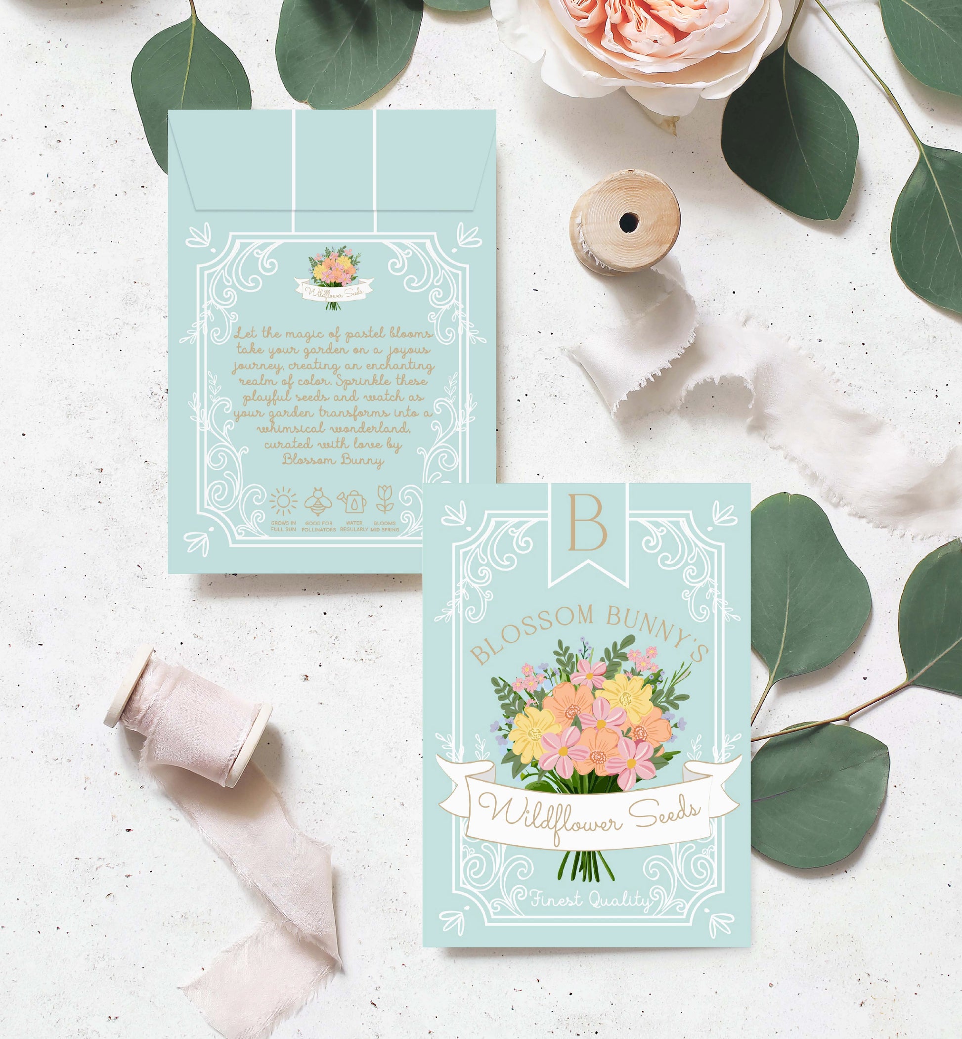 wildflower seed packets wedding favors Easter Egg Blue