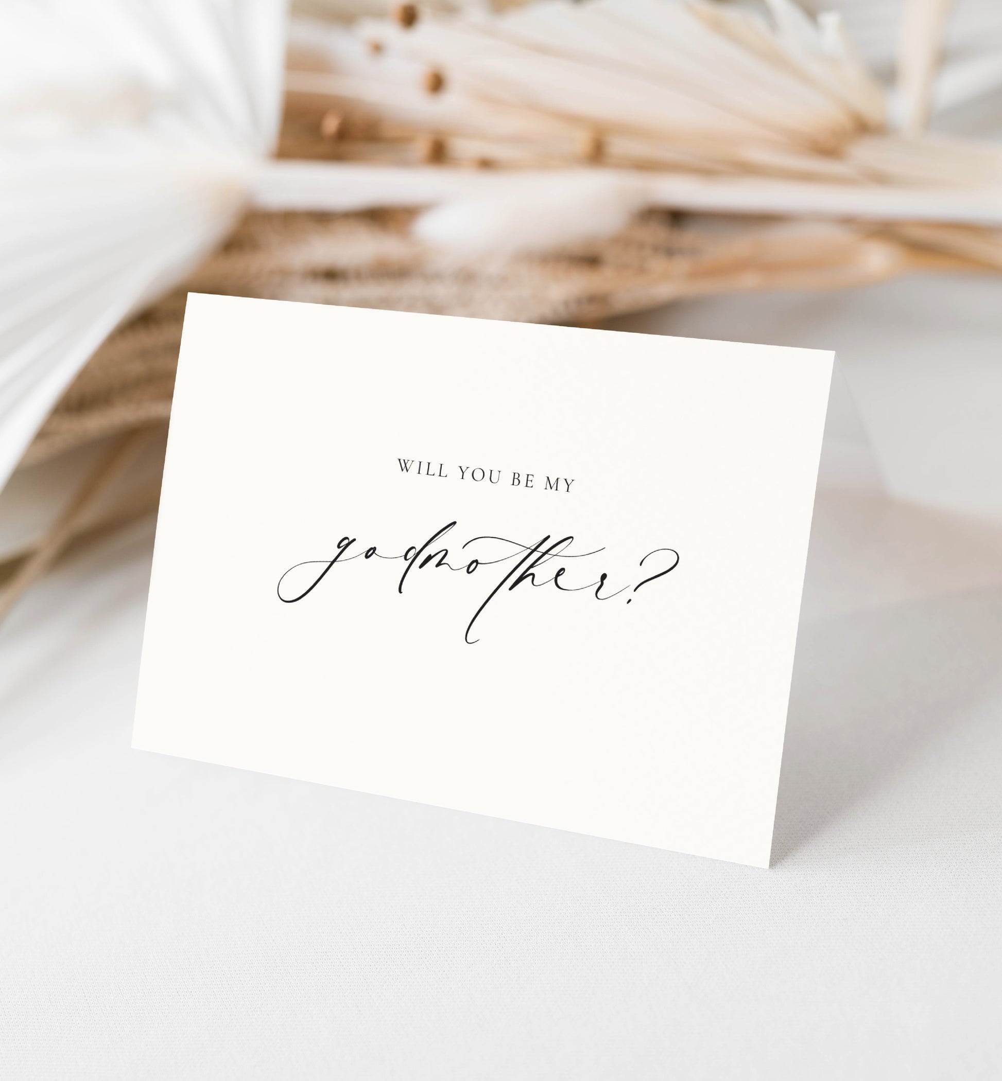 Will You Be My Godmother Godfather Proposal Card, Christening Card, Godparents Proposal Card, Off-White Ivory, Ellesmere