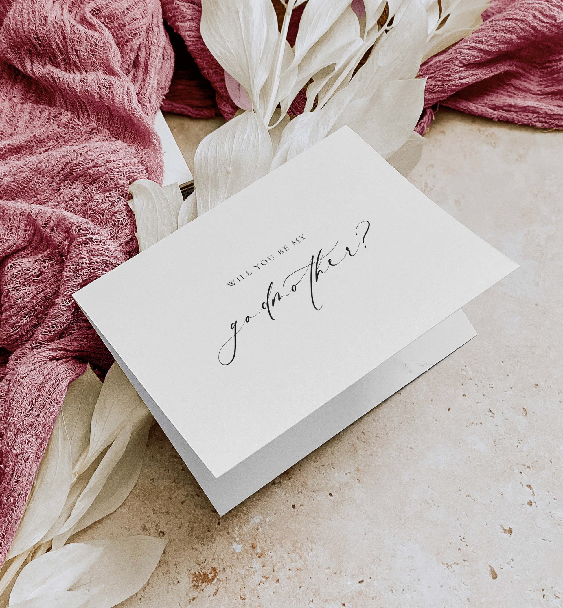 Will You Be My Godmother Godfather Proposal Card, Christening Card, Godparents Proposal Card, Off-White Ivory, Ellesmere
