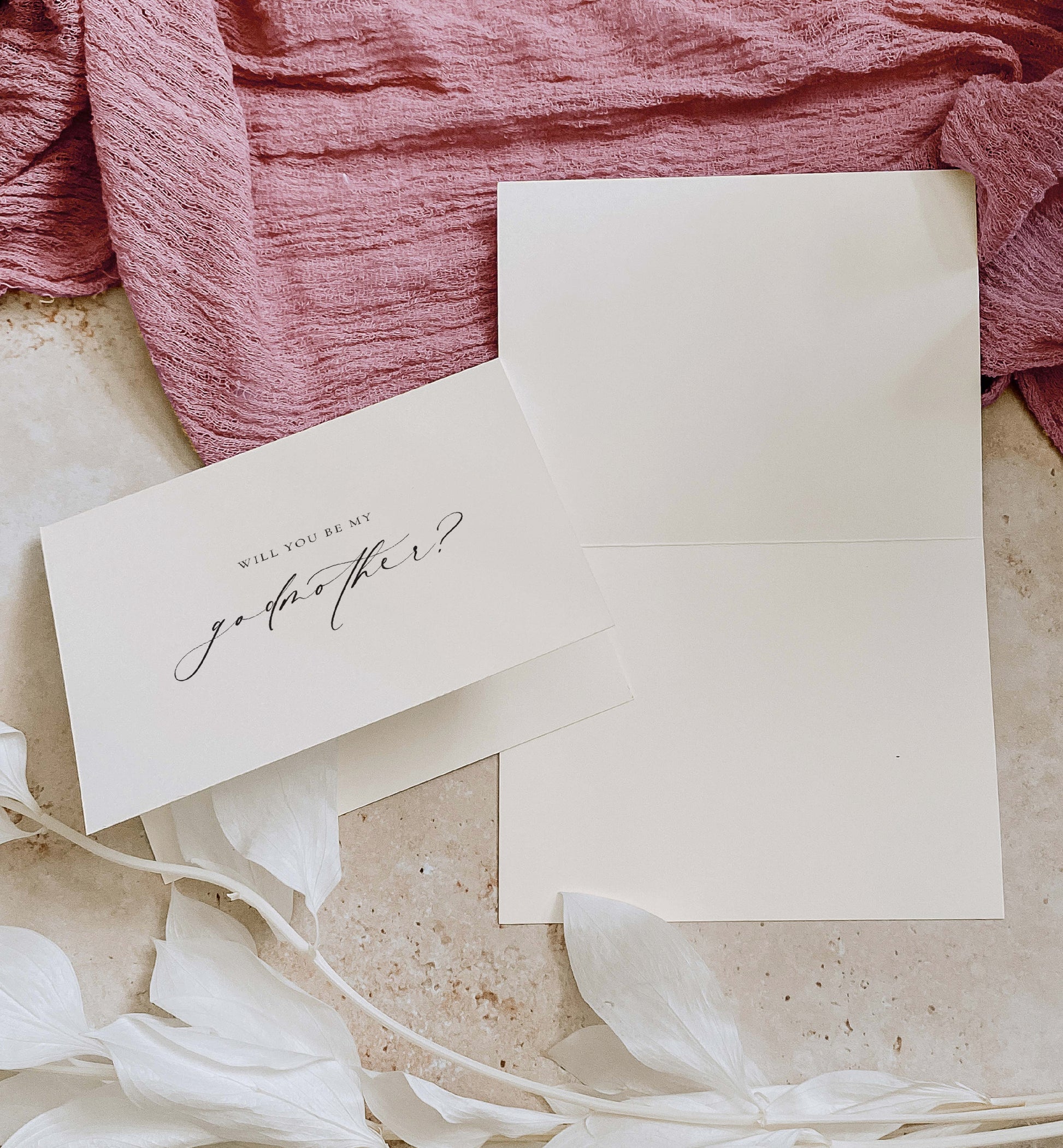 Will You Be My Godmother Godfather Proposal Card, Christening Card, Godparents Proposal Card, Off-White Ivory, Ellesmere