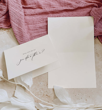 Will You Be My Godmother Godfather Proposal Card, Christening Card, Godparents Proposal Card, Off-White Ivory, Ellesmere