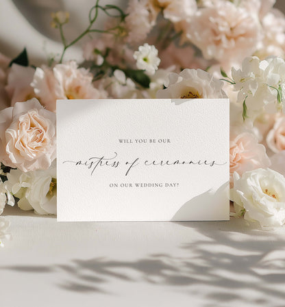Will You Be Our Mistress of Ceremonies Card, Wedding MC Proposal Card, Minimalist Wedding Card, Wedding Proposal Card, Off White, Ellesmere