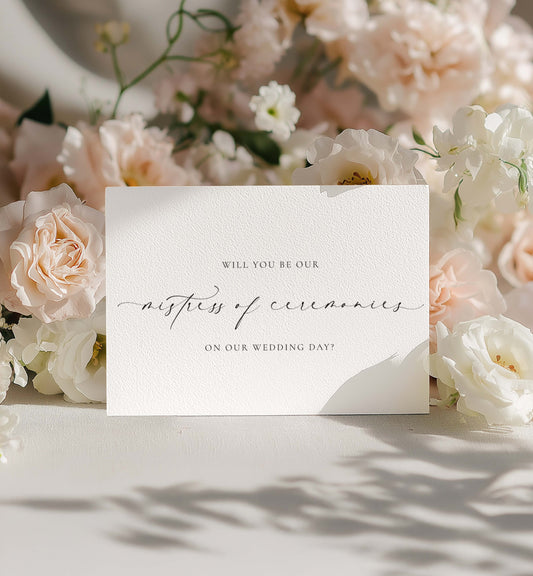 Will You Be Our Mistress of Ceremonies Card, Wedding MC Proposal Card, Minimalist Wedding Card, Wedding Proposal Card, Off White, Ellesmere