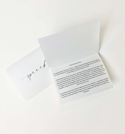 Letter and envelope on a white background. Speech Card, Wedding Speech Holder, Groom Speech, Bride Speech, Best Man Speech, Minimalist Wedding Card, Off White Ivory, Ellesmere