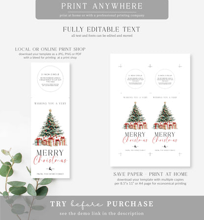 Magical Christmas | Printable Merry Christmas Wine Bottle Bib Gift Tag