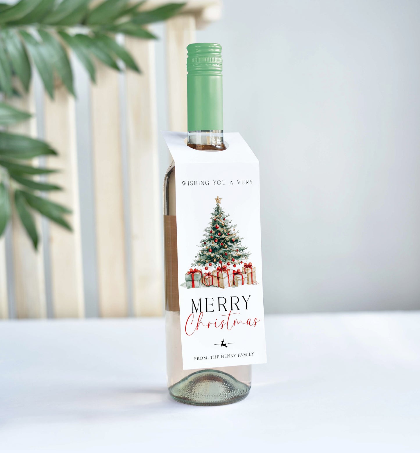 Printable Christmas Wine Bottle Tag, Merry Christmas Wine Bottle Bib, Holiday Wine Gift Tags,  Personalized Christmas Tags, Magical