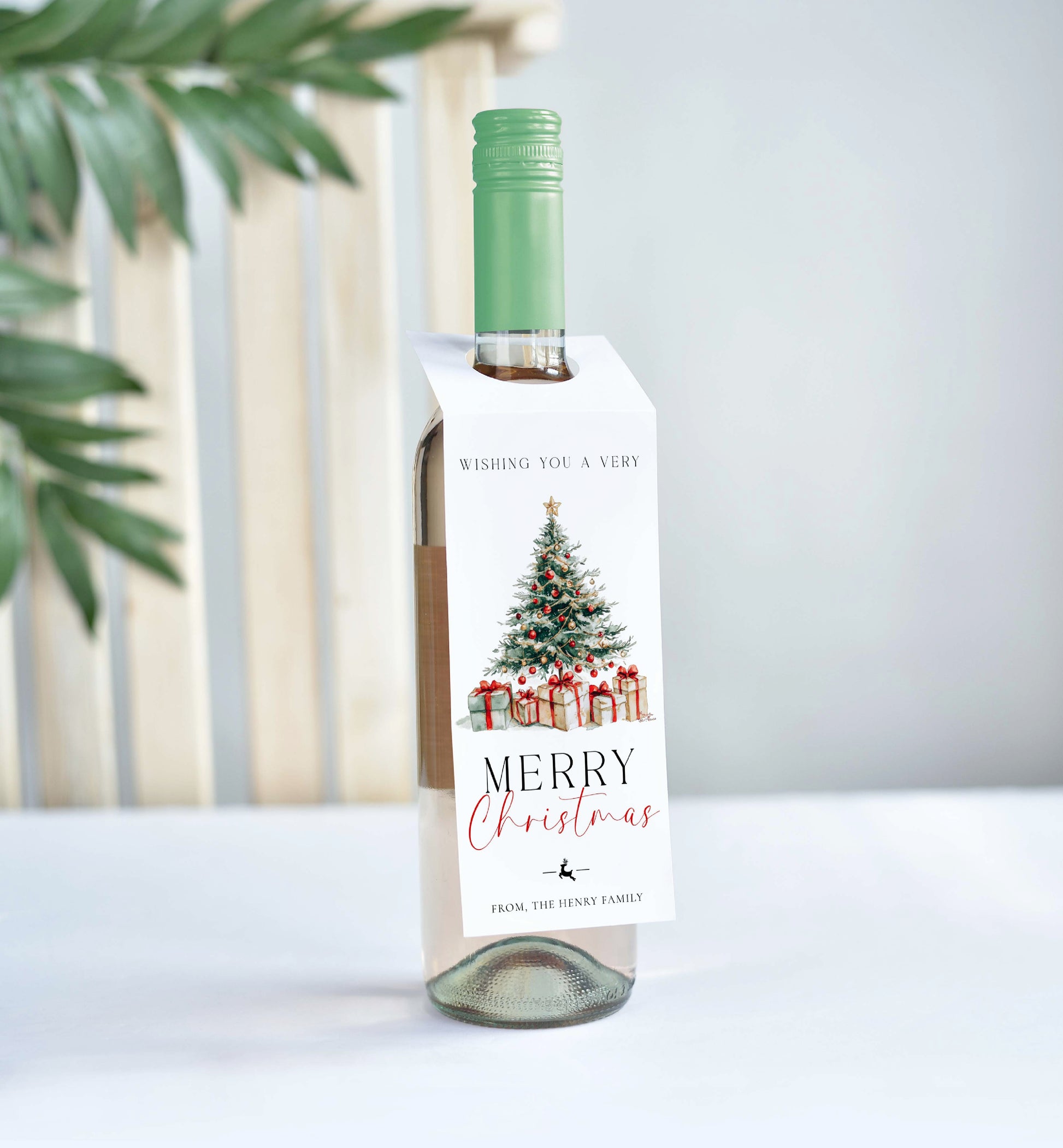 Printable Christmas Wine Bottle Tag, Merry Christmas Wine Bottle Bib, Holiday Wine Gift Tags,  Personalized Christmas Tags, Magical
