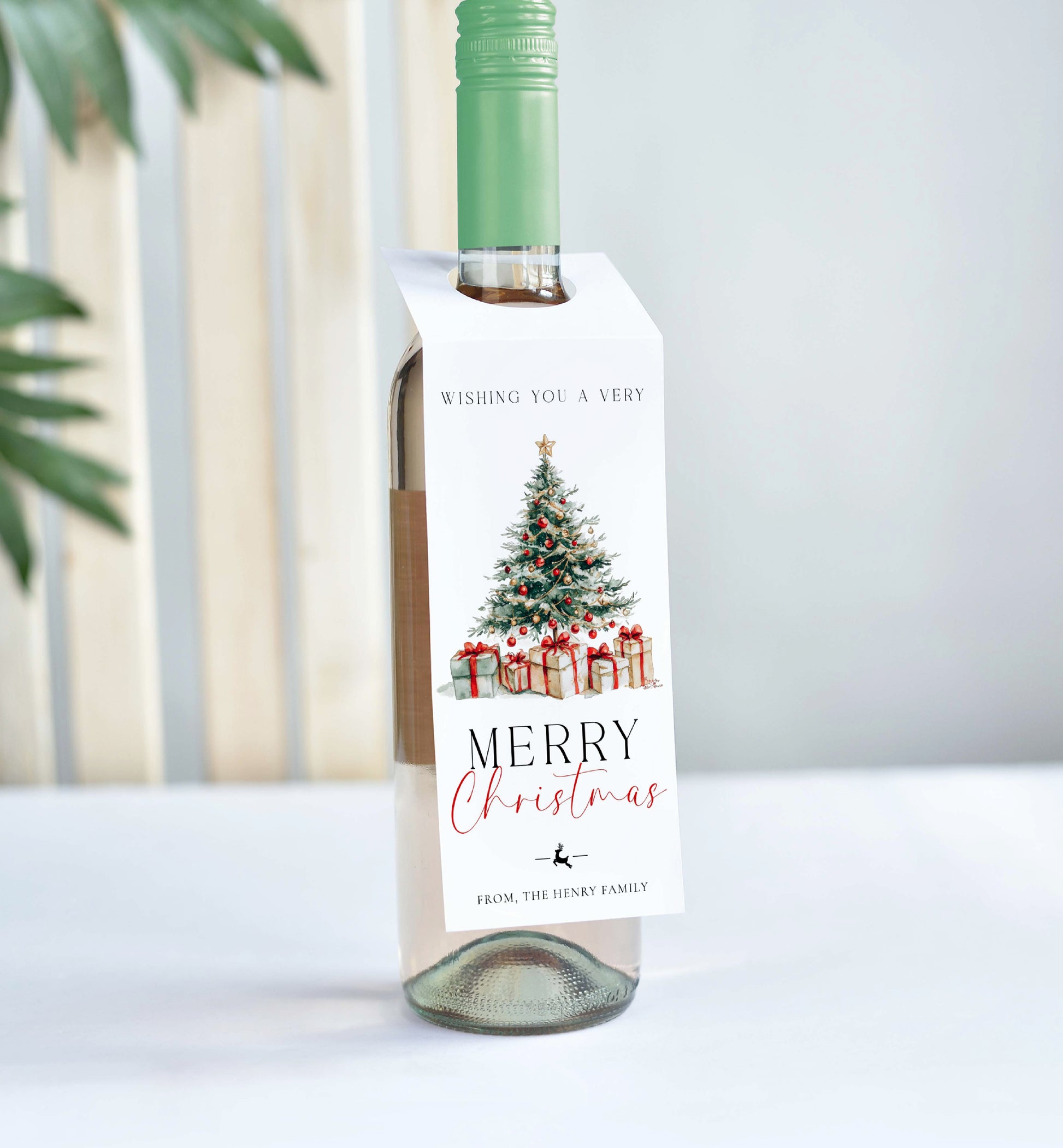 Printable Christmas Wine Bottle Tag, Merry Christmas Wine Bottle Bib, Holiday Wine Gift Tags,  Personalized Christmas Tags, Magical