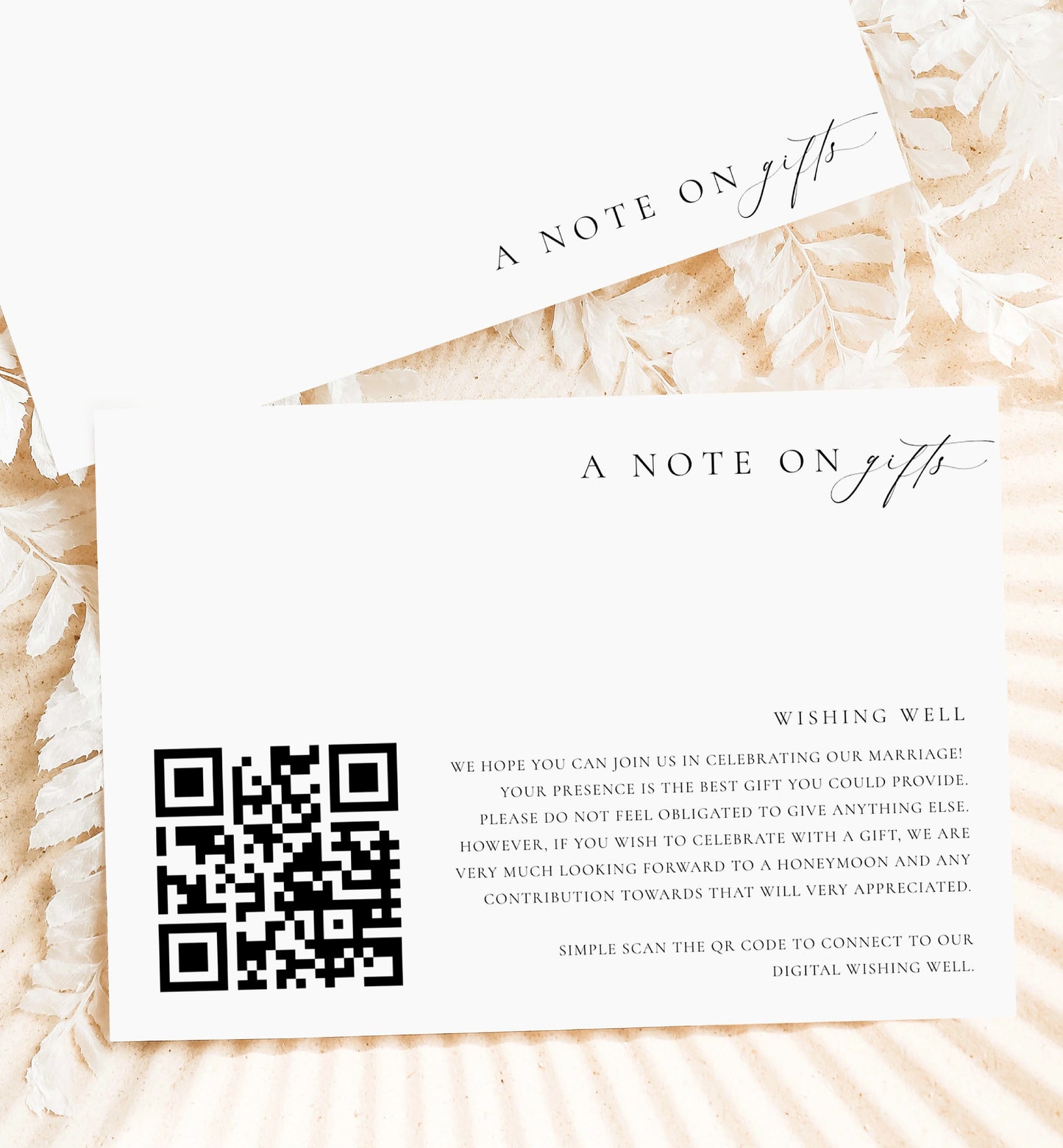 Ellesmere White | Printable QR Wishing Well Card Template